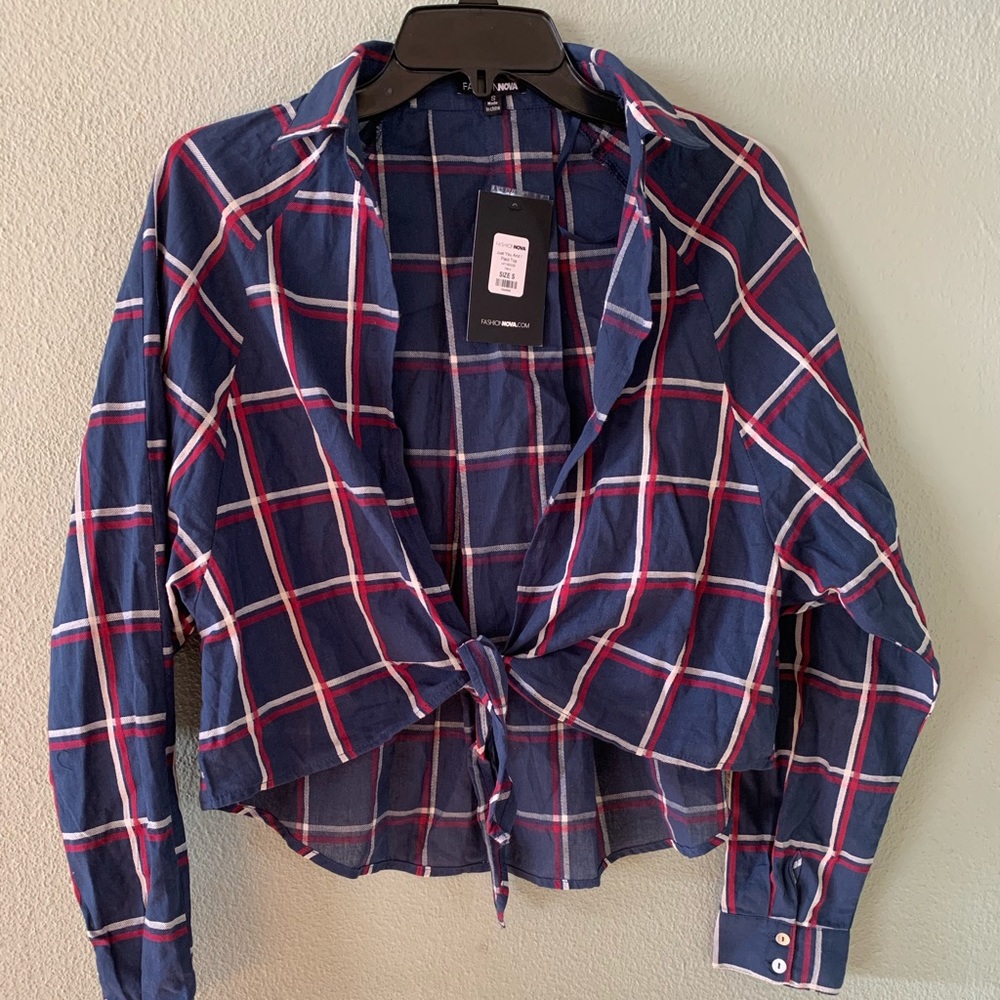 Cropped navy blue tie top size S